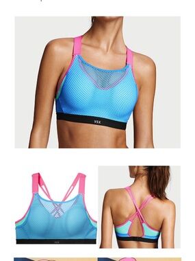 VSX Incredible Blue/Pink/Lime Colorblock High-Support Underwire Sports Bra 36C